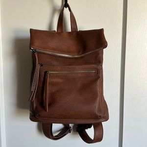 Leather brown backpack purse